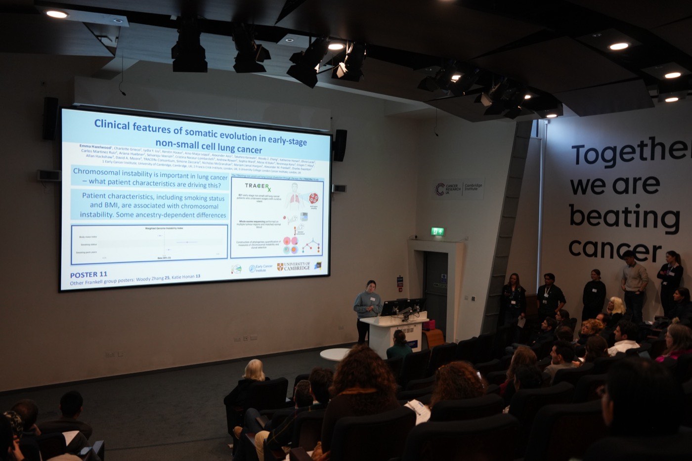 Emma Hazelwood presenting at the CRUK Cambridge Centre symposium