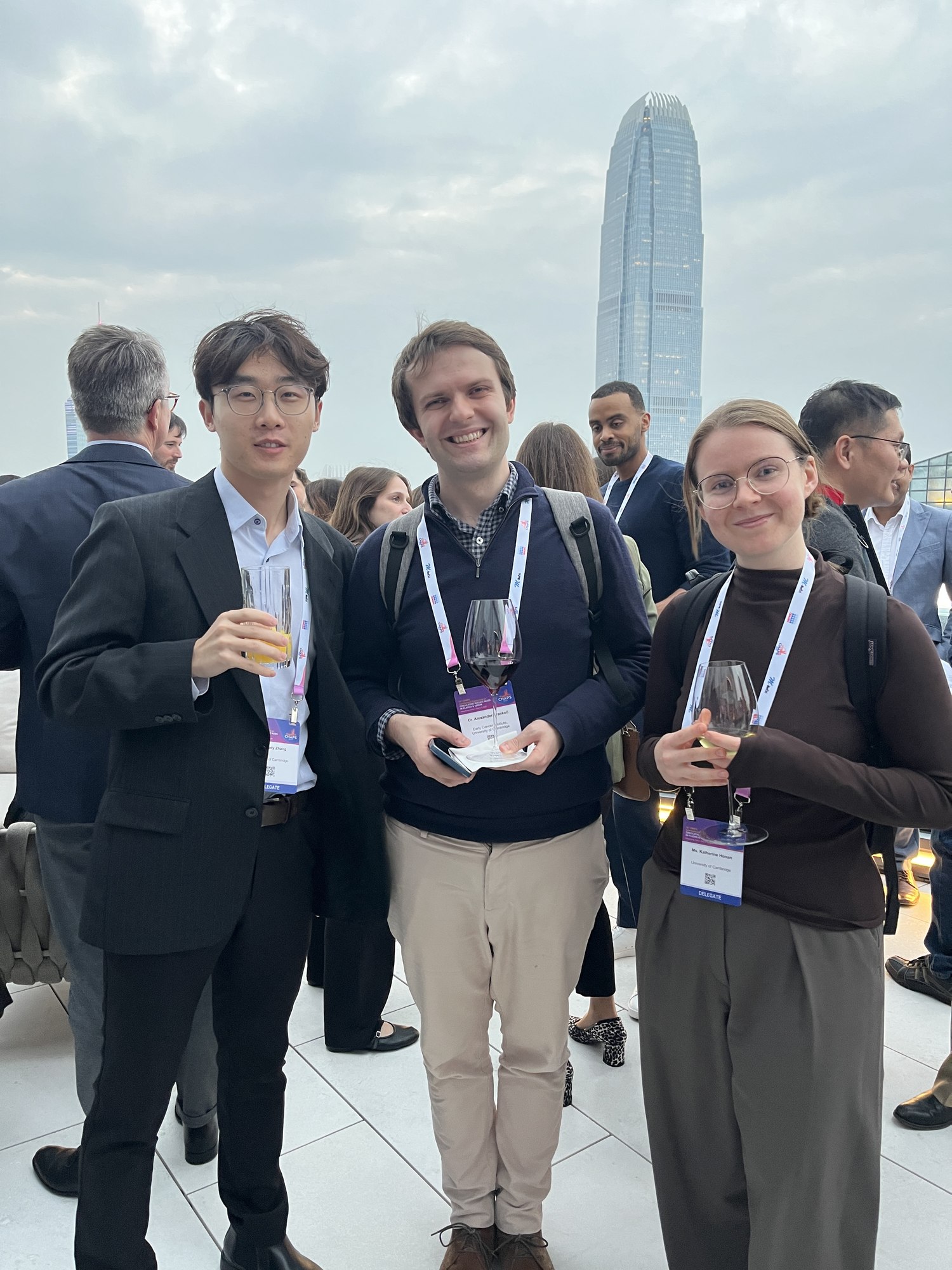 Woody, Alex and Katie at a rooftop reception overlooking the Hong Kong skyline, CNAPS meeting