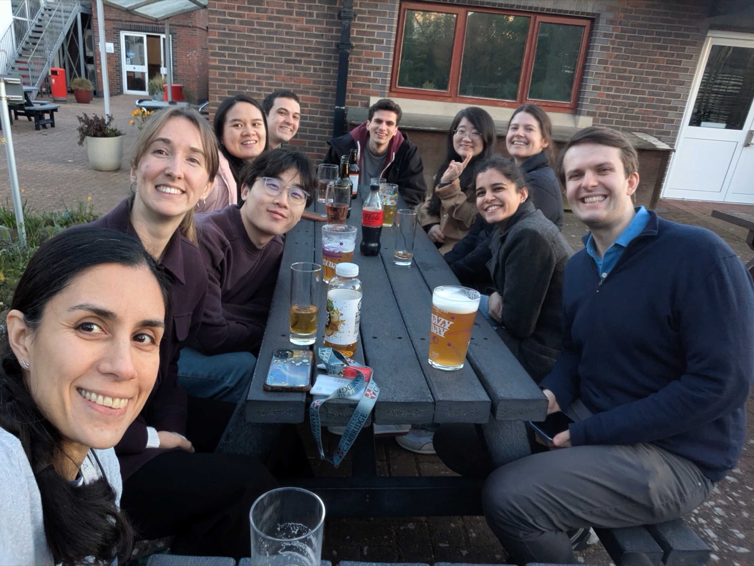 The group at a pub dinner